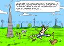 Cartoon Bio Oekostrom Windrad Pinkeln Elektrozaun Stromschlag