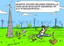 Cartoon Bio Oekostrom Windrad Pinkeln Elektrozaun Stromschlag