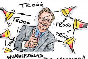 Karikatur Christian Wulff  Zapfenstreich 2012
