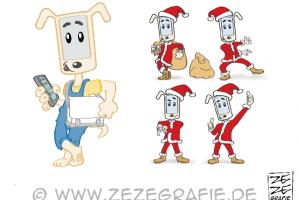 Marketing Charakter Sympathiefigur Smartphone Hund Vektor Illustration