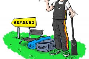Illustration Drachenboot Paddler Mitfahrgelegenheit Hamburg