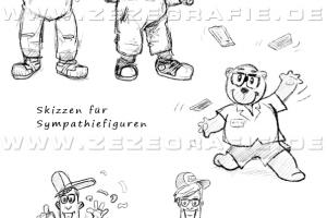 skizze sympathiefigur maskottchen handwerker erklärbär hipster